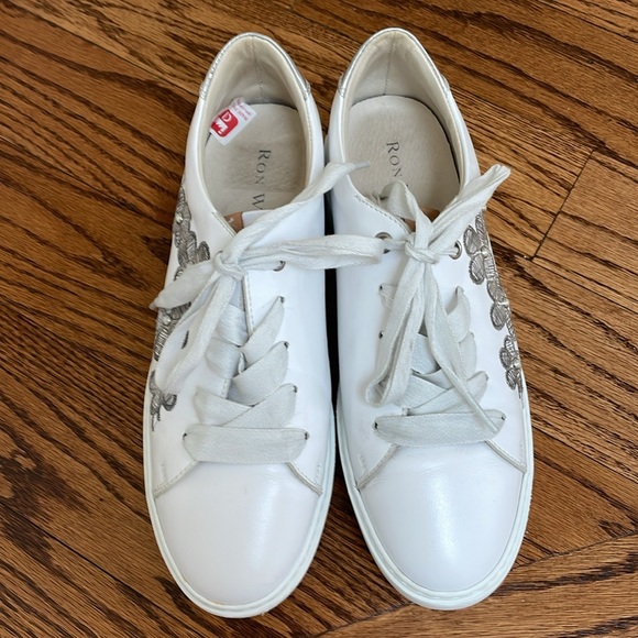 Ron White leather shoes, silver pearl detail, made in Italy, Euro 37 / US 6.5-7 - Picture 2 of 4
